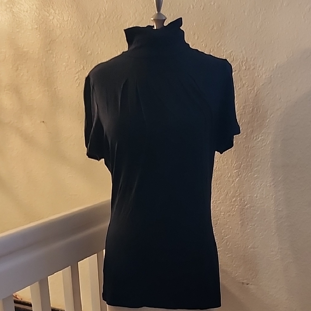 Women's Chic Black Turtleneck Top